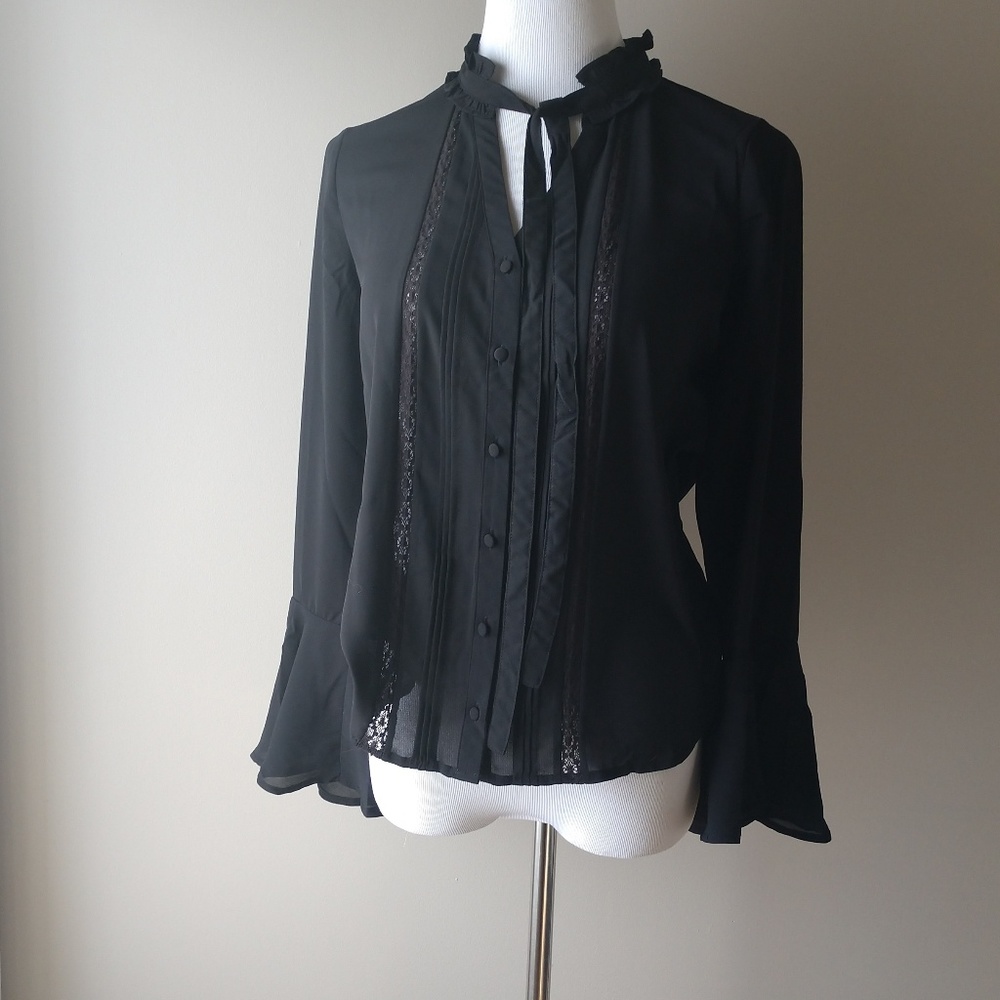 Bell Sleeve Tie-neck Top - Picture 7 of 8